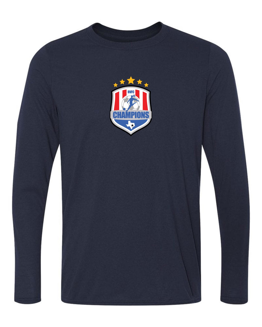 BVFC Long-Sleeve Shirt BVFC Navy Center Chest 6.5" - Third Coast Soccer