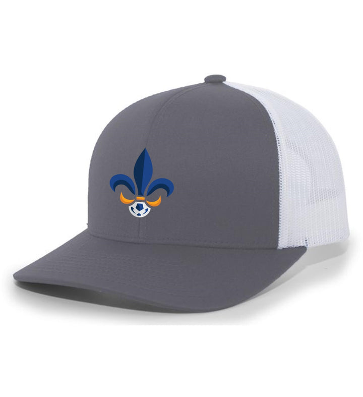 TCS Louisiana Select Flex-Fit Premium Trucker Hat LA ODP Spiritwear Silver/White Full Color Patch - Third Coast Soccer