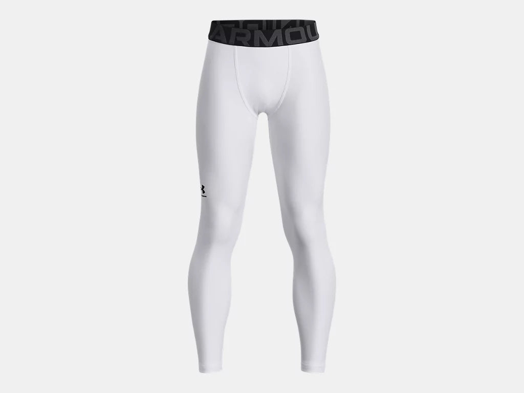 UA Youth Heatgear Armour Leggings Training Wear White Youth Small - Third Coast Soccer