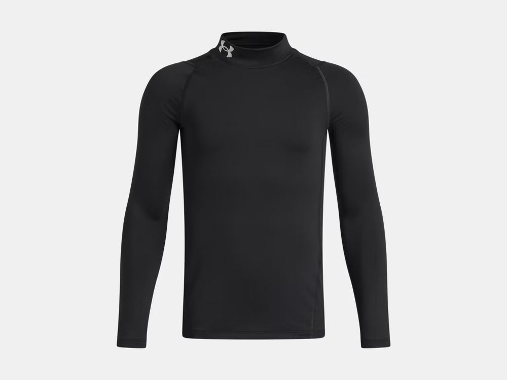 UA ColdGear® Boys' Mock Long Sleeve Training Wear Black Youth Small - Third Coast Soccer