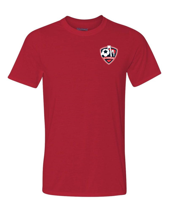 SCSL Short-Sleeve Performance Tee St. Charles Soccer Spiritwear Red Mens Small - Third Coast Soccer