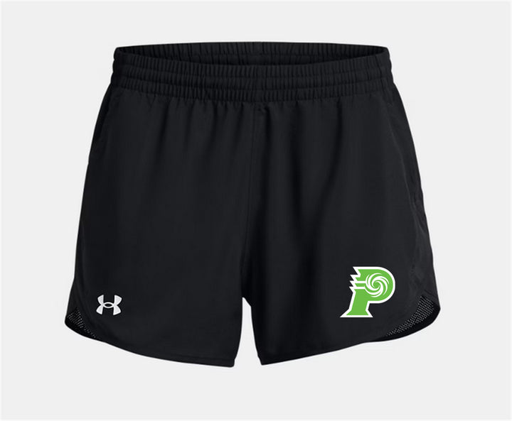 UA PVHS Women's Fly-By Unlined 3" Shorts Prairieville High School Black Womens XSmall - Third Coast Soccer