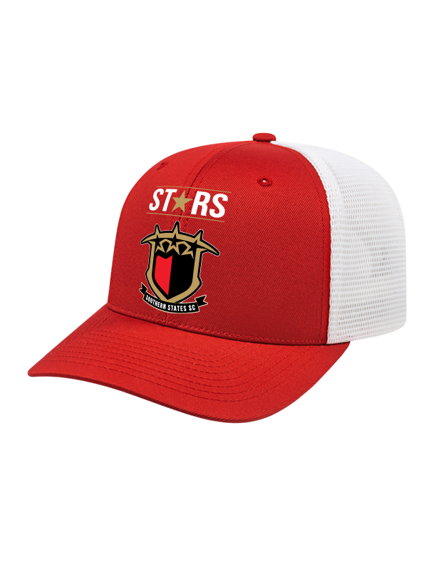 SSS Stars Flexfit Premium Trucker Hat Southern States Spiritwear Full Color Patch Red/White - Third Coast Soccer