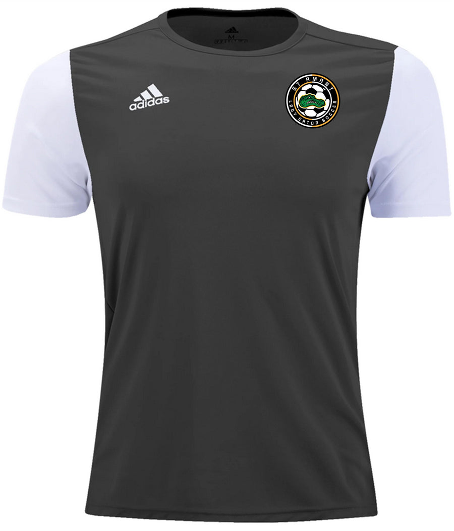 adidas St. Amant Girl's Estro 19 Training Jersey - Black/White St. Amant Girls Black/White Youth Small - Third Coast Soccer