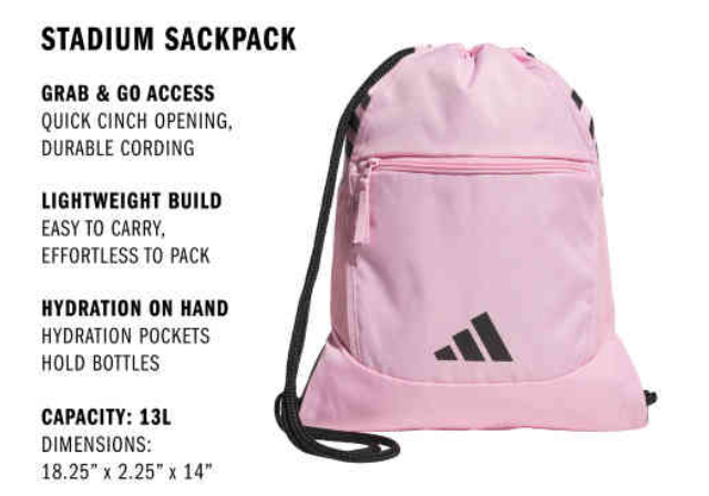 adidas Stadium Sackpack - True Pink/Black