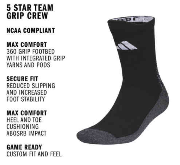 adidas 5 Star Team Grip Crew - Black