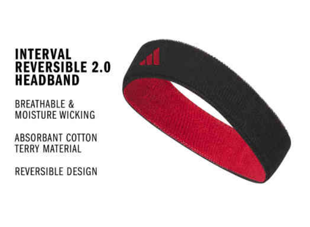 adidas Interval Reversible 2.0 Headband - Black/Team Power Red