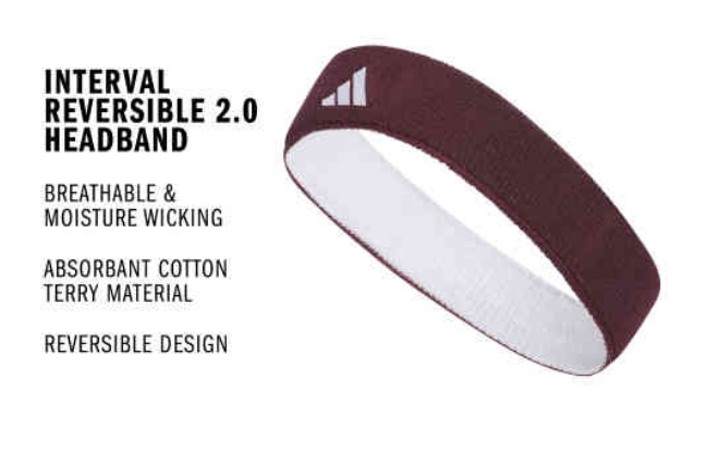 adidas Interval Reversible 2.0 Headband - Team Maroon/White