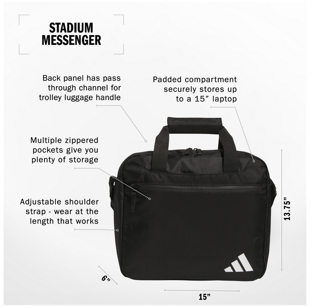 adidas Stadium Messenger Bag - Black Bags - Third Coast Soccer