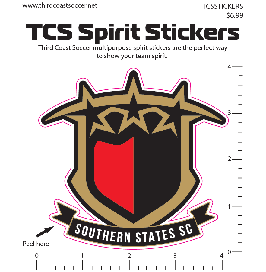 Southern States Soccer Stars Decal Southern States Spiritwear - Third Coast Soccer