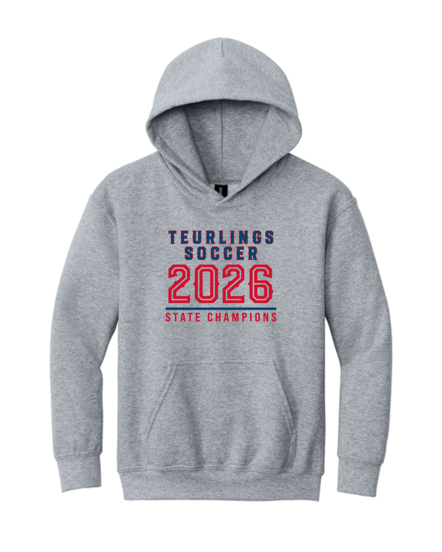 Teurlings State Champions 2026 Hoody TCHS 26 Gray Mens Small - Third Coast Soccer