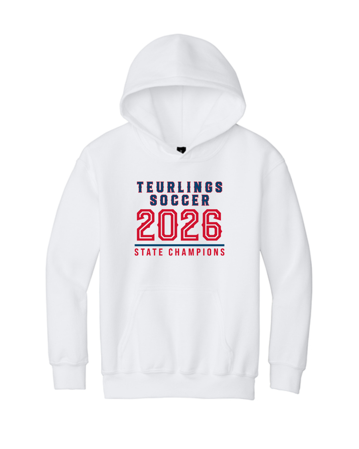 Teurlings State Champions 2026 Hoody TCHS 26 White Mens Small - Third Coast Soccer