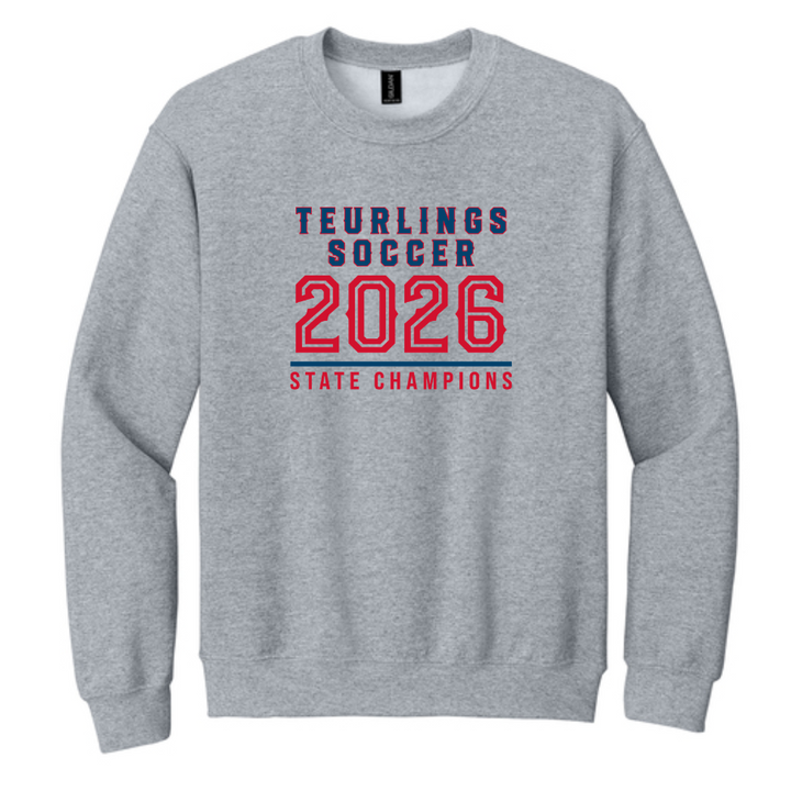 Teurlings State Champions 2026 Crewneck Sweatshirt TCHS 26 Gray Mens Small - Third Coast Soccer
