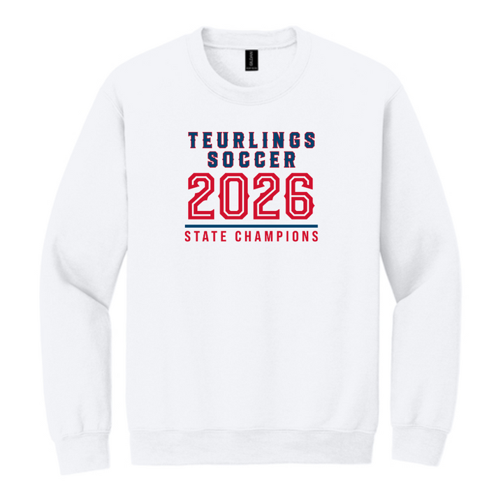Teurlings State Champions 2026 Crewneck Sweatshirt TCHS 26 White Mens Small - Third Coast Soccer