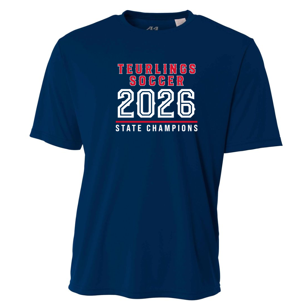 A4 Teurlings State Champions 2026 Shirt TCHS 26 Navy Mens Small - Third Coast Soccer