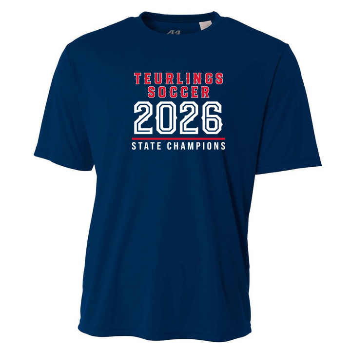 A4 Teurlings State Champions 2026 Shirt TCHS 26 Navy Mens Small - Third Coast Soccer