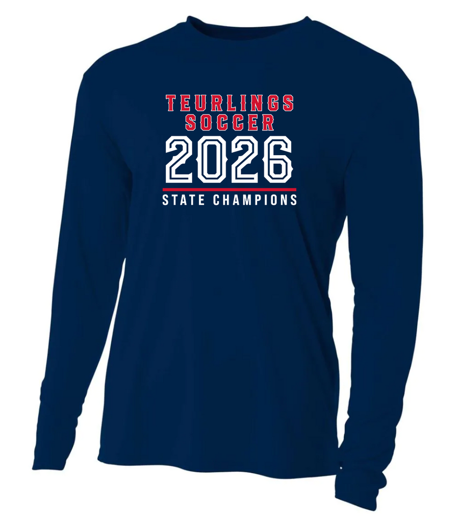 A4 Teurlings State Champions 2026 LS Shirt TCHS 26 Navy Mens Small - Third Coast Soccer