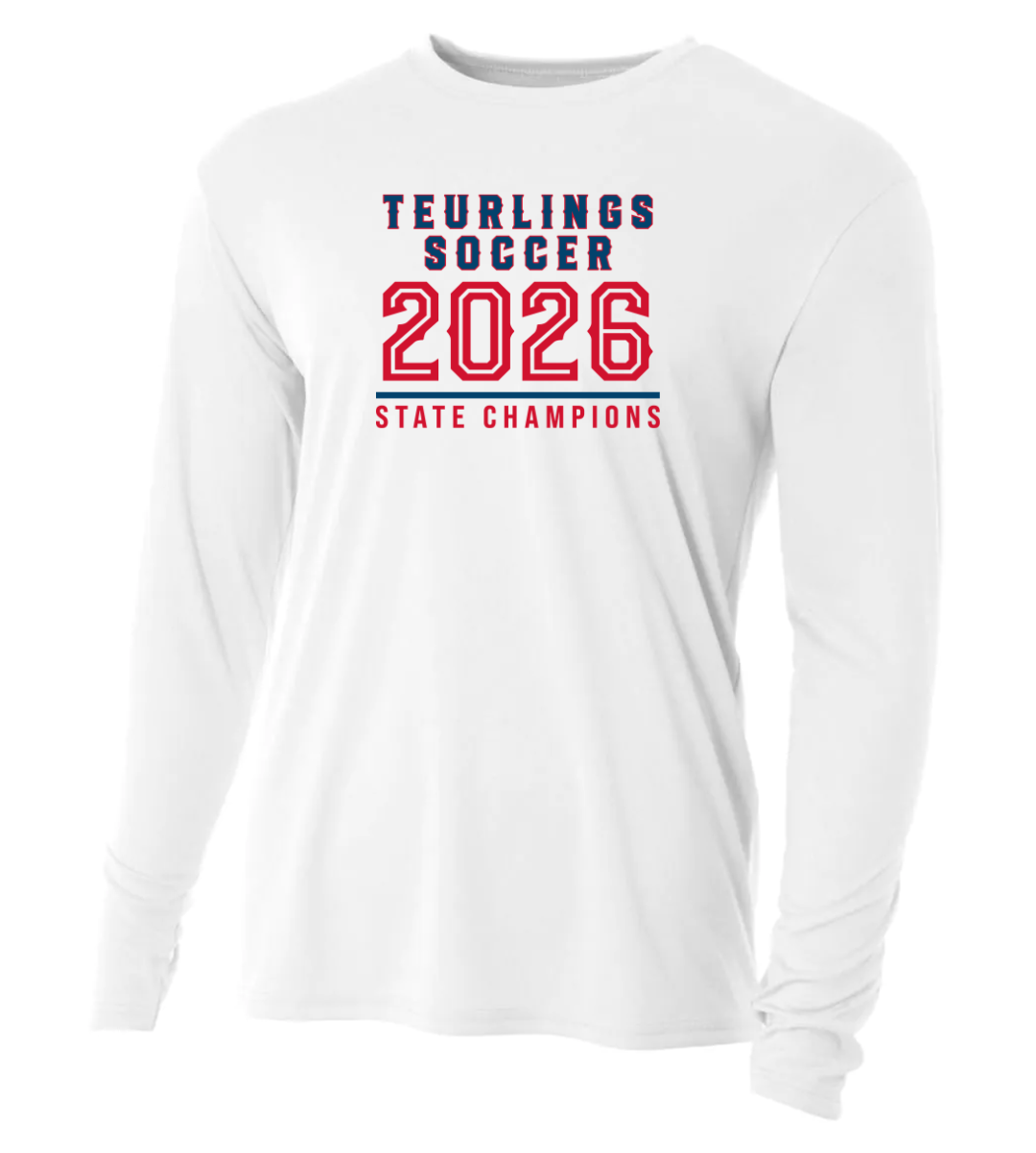 A4 Teurlings State Champions 2026 LS Shirt TCHS 26 White Mens Small - Third Coast Soccer