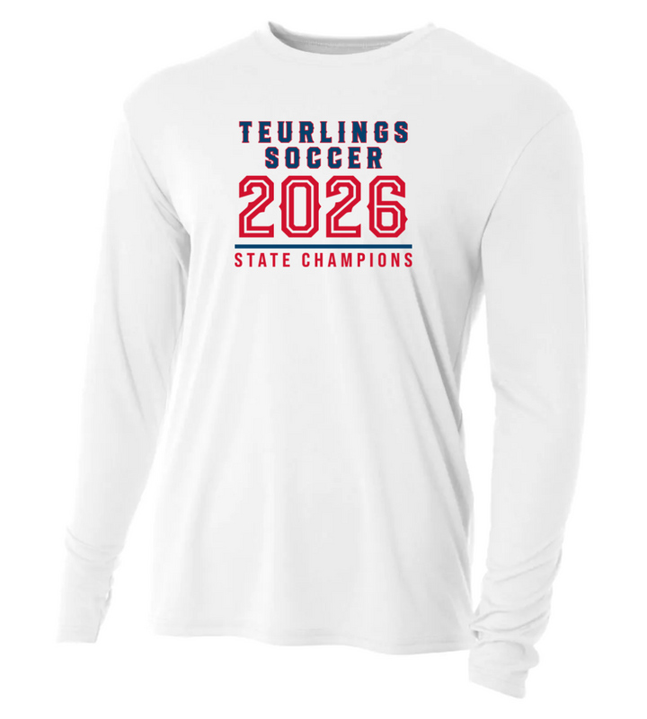 A4 Teurlings State Champions 2026 LS Shirt TCHS 26 White Mens Small - Third Coast Soccer