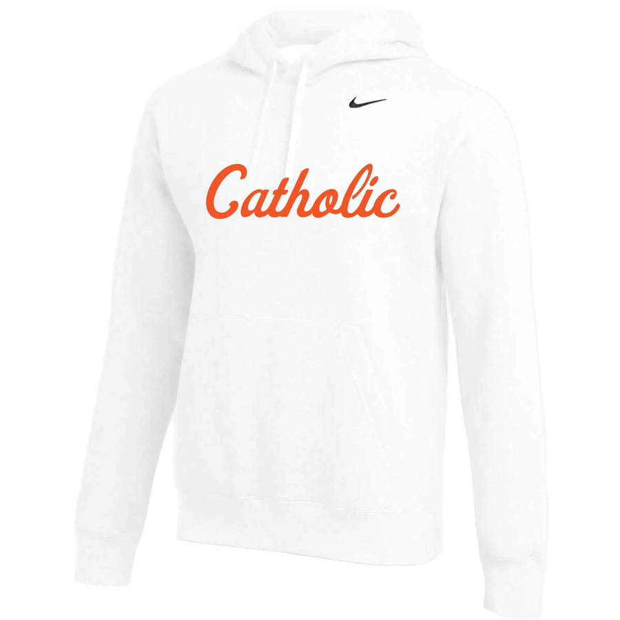 Nike Catholic Team Club Pullover Hoodie - Black Catholic HS BR White Mens Small - Third Coast Soccer