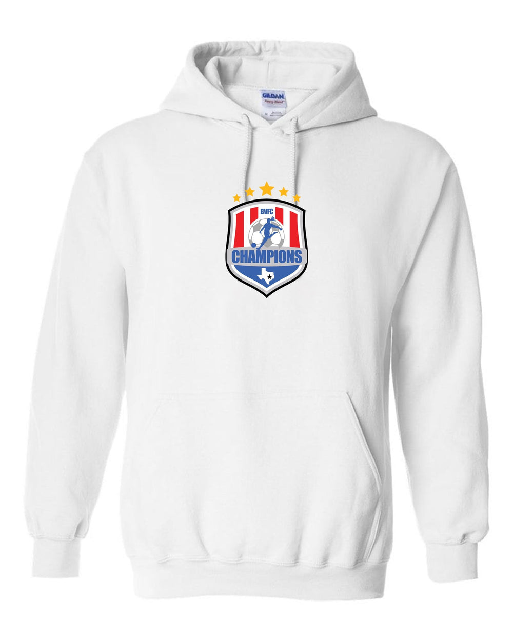 BVFC Hooded Sweatshirt BVFC White Center Chest 6.5" - Third Coast Soccer