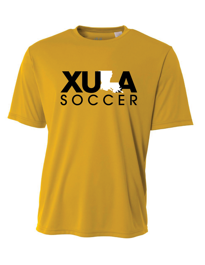 XULA Soccer Short-Sleeve Performance Shirt Xavier University Gold Mens Small - Third Coast Soccer