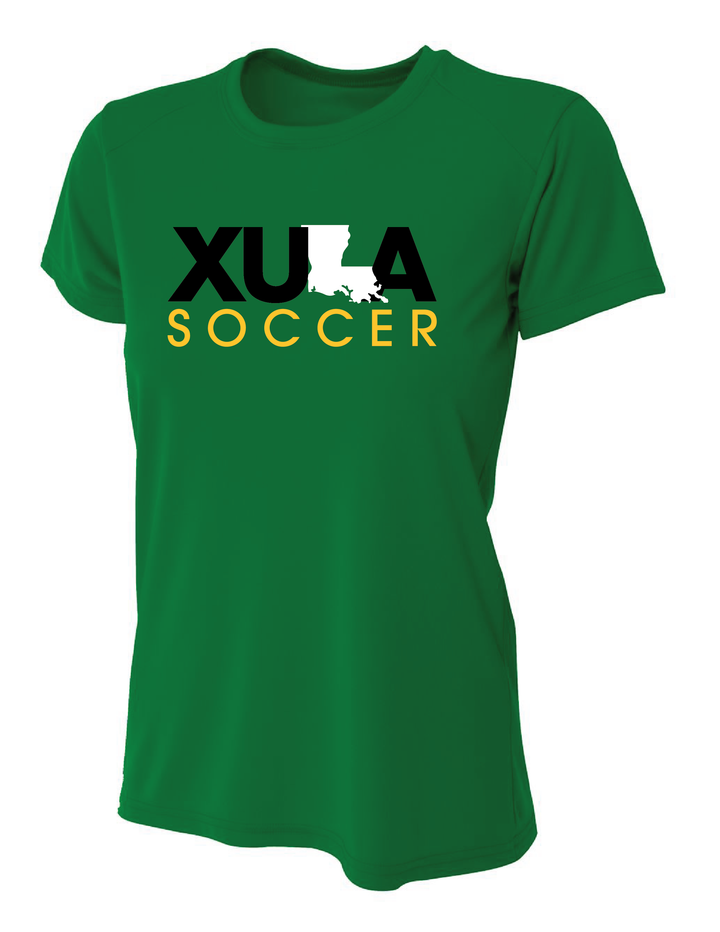 XULA Soccer Short-Sleeve Performance Shirt Xavier University Kelly Green Womens Small - Third Coast Soccer