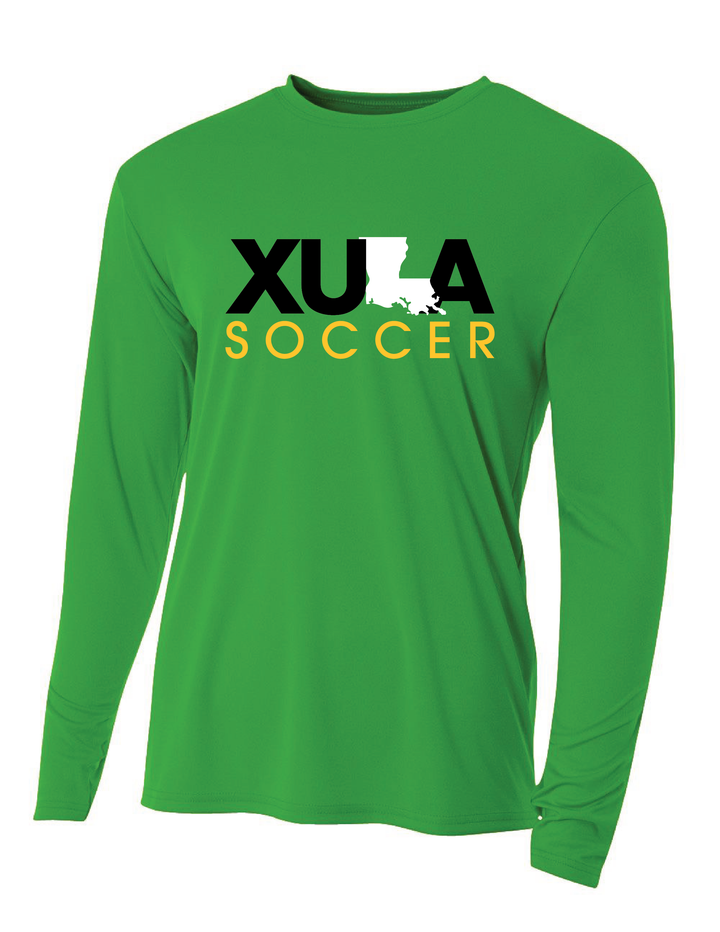 XULA Soccer Long-Sleeve Performance Shirt Xavier University Kelly Green Mens Small - Third Coast Soccer