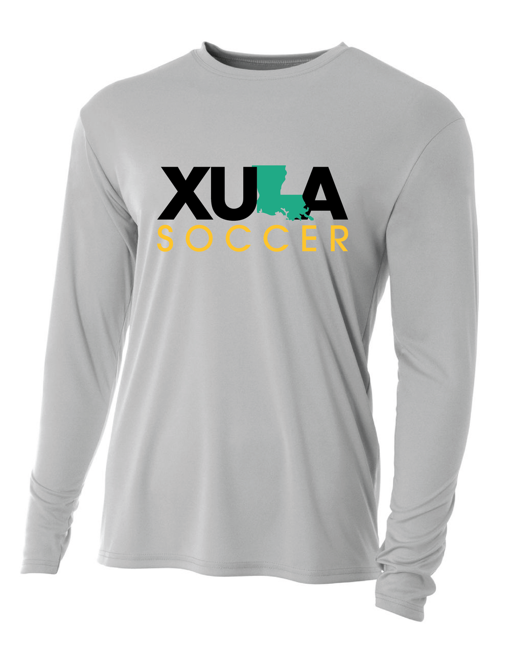 XULA Soccer Long-Sleeve Performance Shirt Xavier University Sport Grey Mens Small - Third Coast Soccer