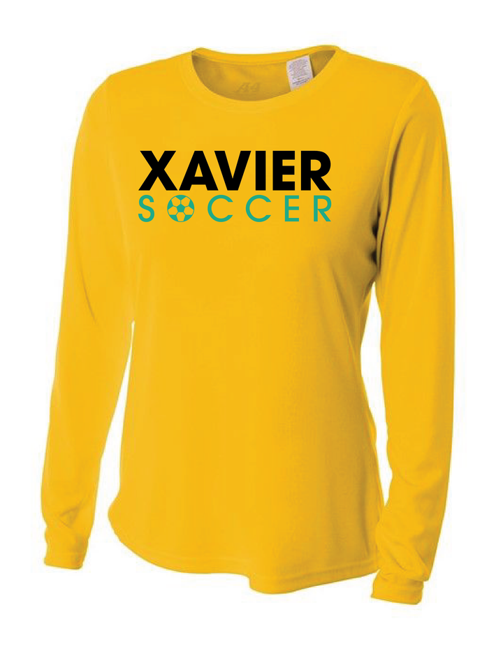 Xavier University Soccer Long-Sleeve Performance Shirt Xavier University Gold Womens Small - Third Coast Soccer