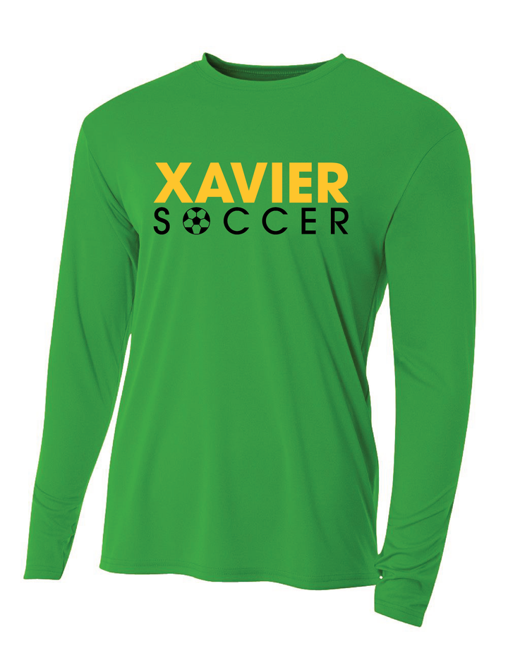 Xavier University Soccer Long-Sleeve Performance Shirt Xavier University Kelly Green Mens Small - Third Coast Soccer