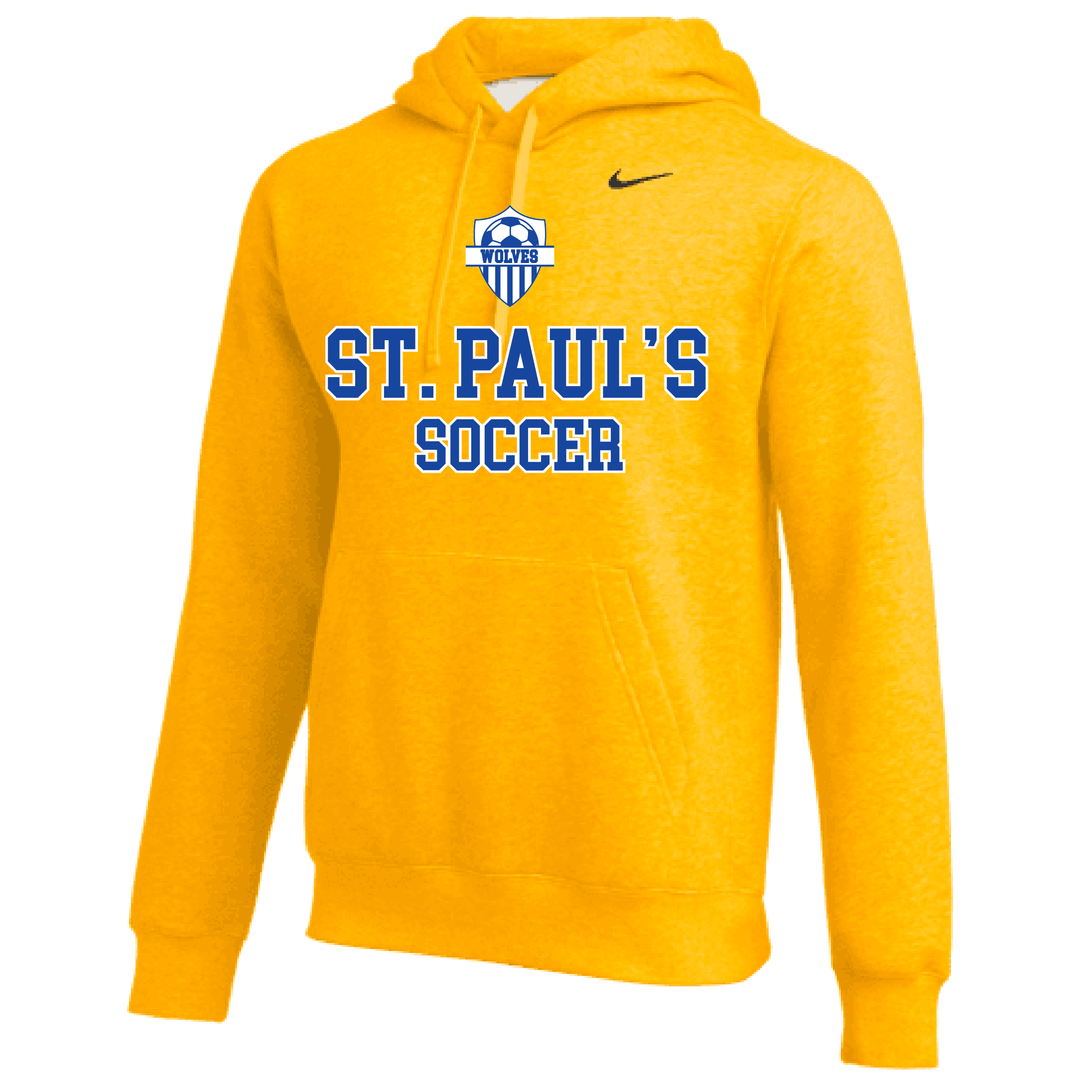 Nike St. Paul's HS Club Fleece Pullover Hoody St. Pauls 23 Team Bright Gold/Black Mens Small - Third Coast Soccer