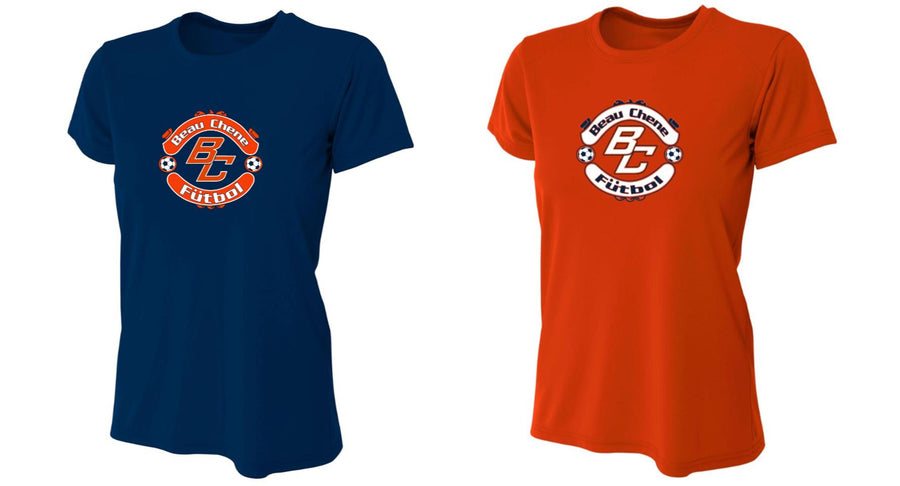 A4 Beau Chene HS Women's Short-Sleeve Performance Practice Shirt - Orange and Navy BCHS 24   - Third Coast Soccer