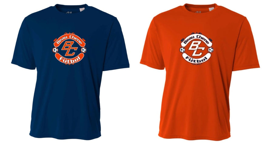 A4 Beau Chene HS Men's Short-Sleeve Performance Practice Shirt - Orange and Navy BCHS 24   - Third Coast Soccer