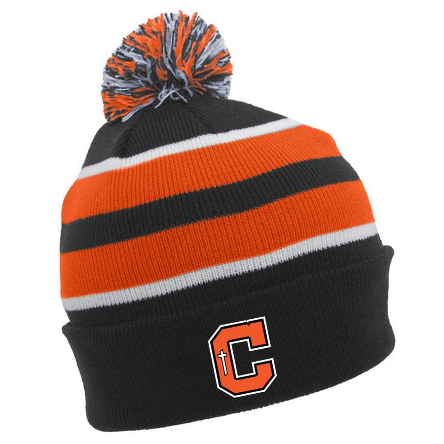 Pacific Headwear Catholic Knit Fold Over Pom-Pom Beanie Catholic HS BR - Third Coast Soccer