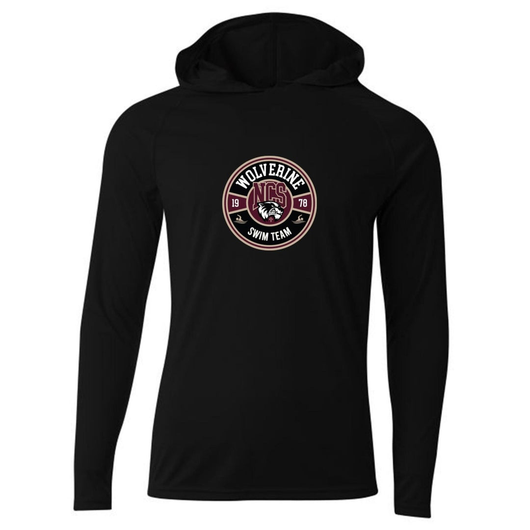 A4 NCS Swimming Men's Cooling Performance Long Sleeve Hooded Tee - Black NCS Swimmimg   - Third Coast Soccer