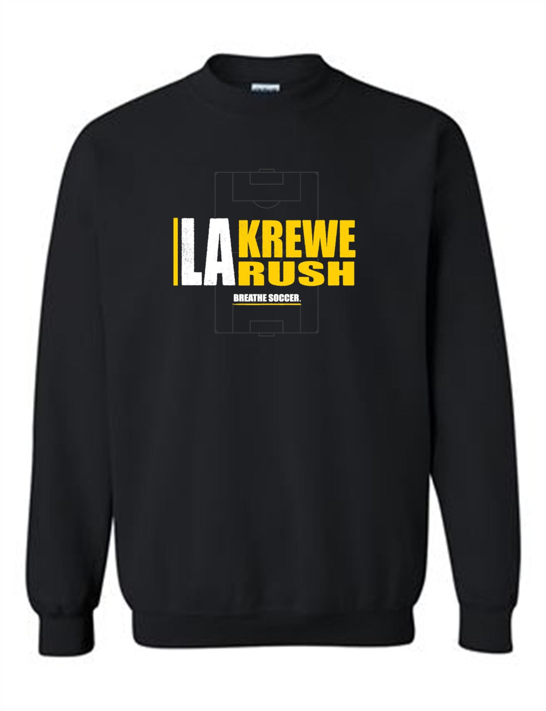 LA Krewe Rush Crewneck - Breathe Soccer - Black, Sport Grey or White LA Krewe Rush Spiritwear Black Mens Small - Third Coast Soccer