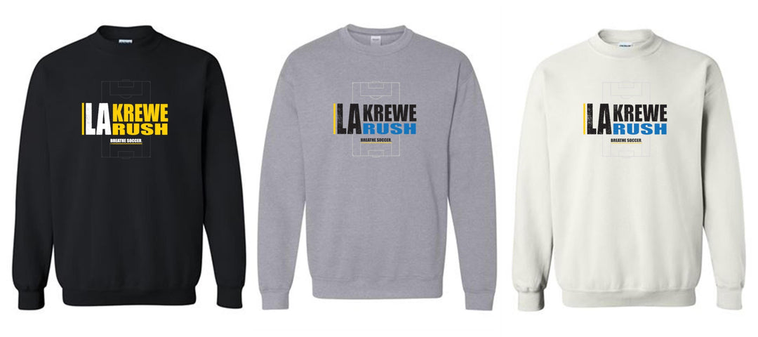 LA Krewe Rush Crewneck - Breathe Soccer - Black, Sport Grey or White LA Krewe Rush Spiritwear - Third Coast Soccer