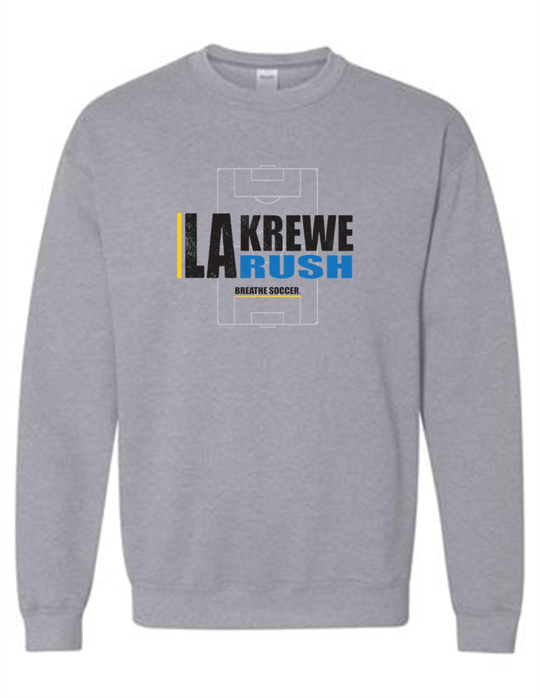 LA Krewe Rush Crewneck - Breathe Soccer - Black, Sport Grey or White LA Krewe Rush Spiritwear Sport Grey Mens Small - Third Coast Soccer
