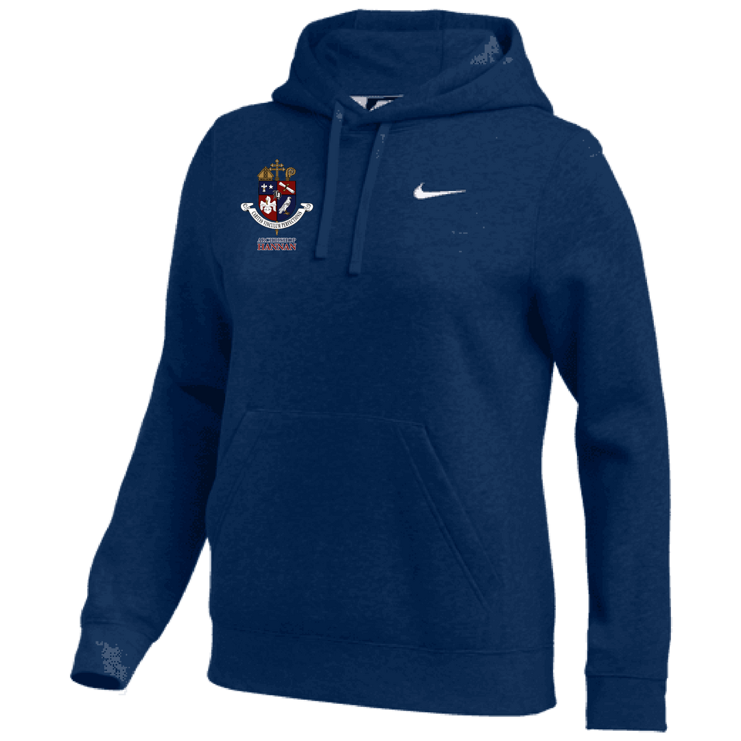 Nike Archbishop Hannan Women's Club Fleece Pullover Hoody Hannan Girls 24 Team Navy/White Womens X-Small - Third Coast Soccer