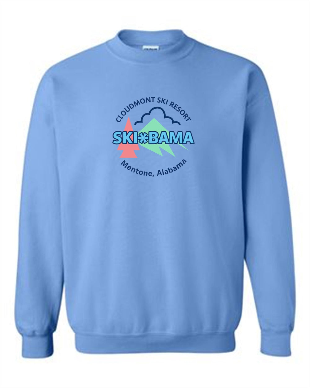 Cloudmont Ski Resort Ski Bama Crewneck Sweatshirt CSR Ski Bama Light Blue Youth Small - Third Coast Soccer