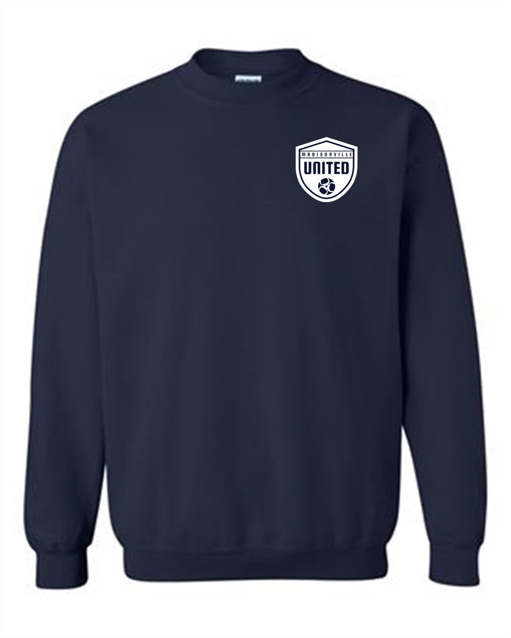 Madisonville United Shield Crew Neck Sweatshirt Madisonville United Spiritwear Navy Mens Small - Third Coast Soccer