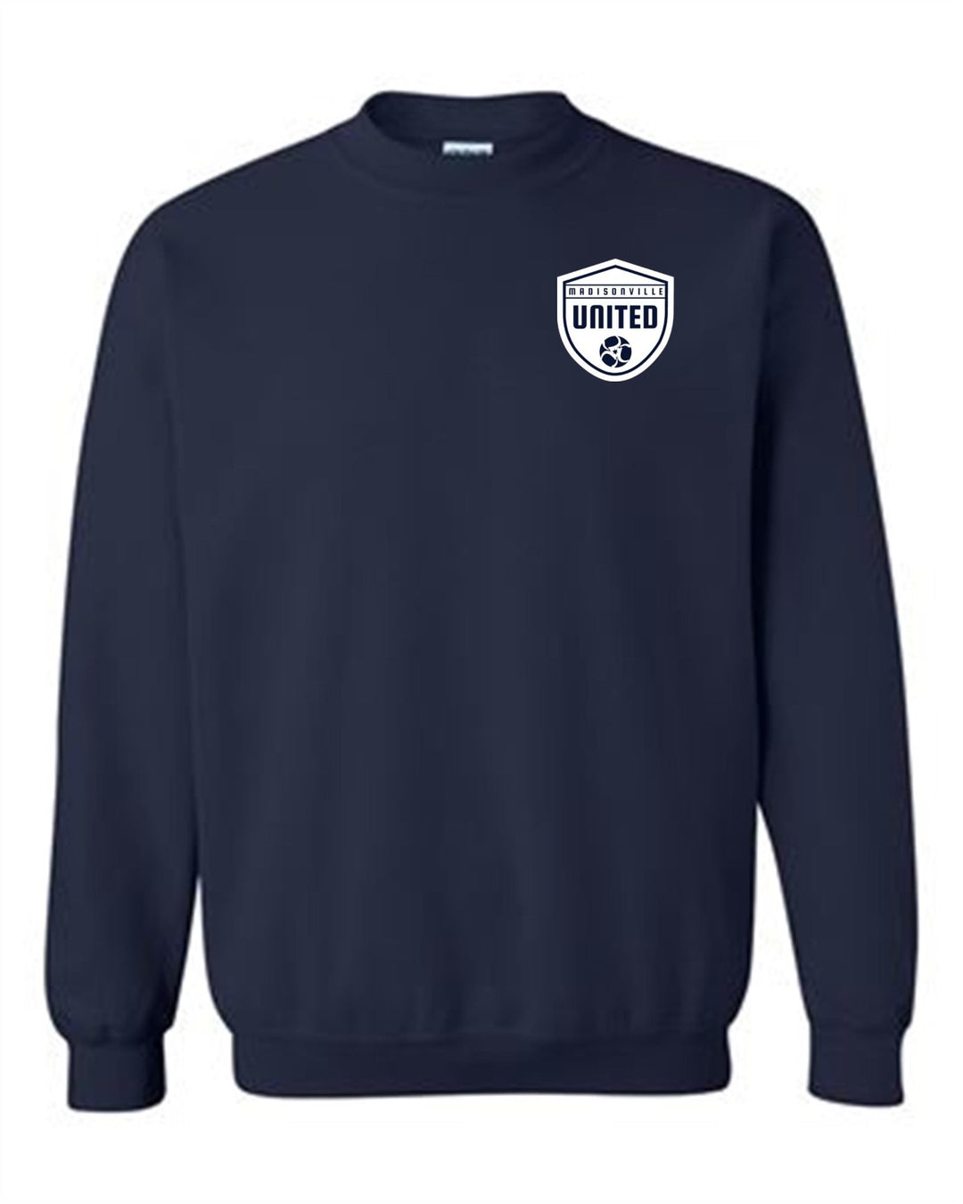 Madisonville United Shield Crew Neck Sweatshirt Madisonville United Spiritwear Navy Mens Small - Third Coast Soccer