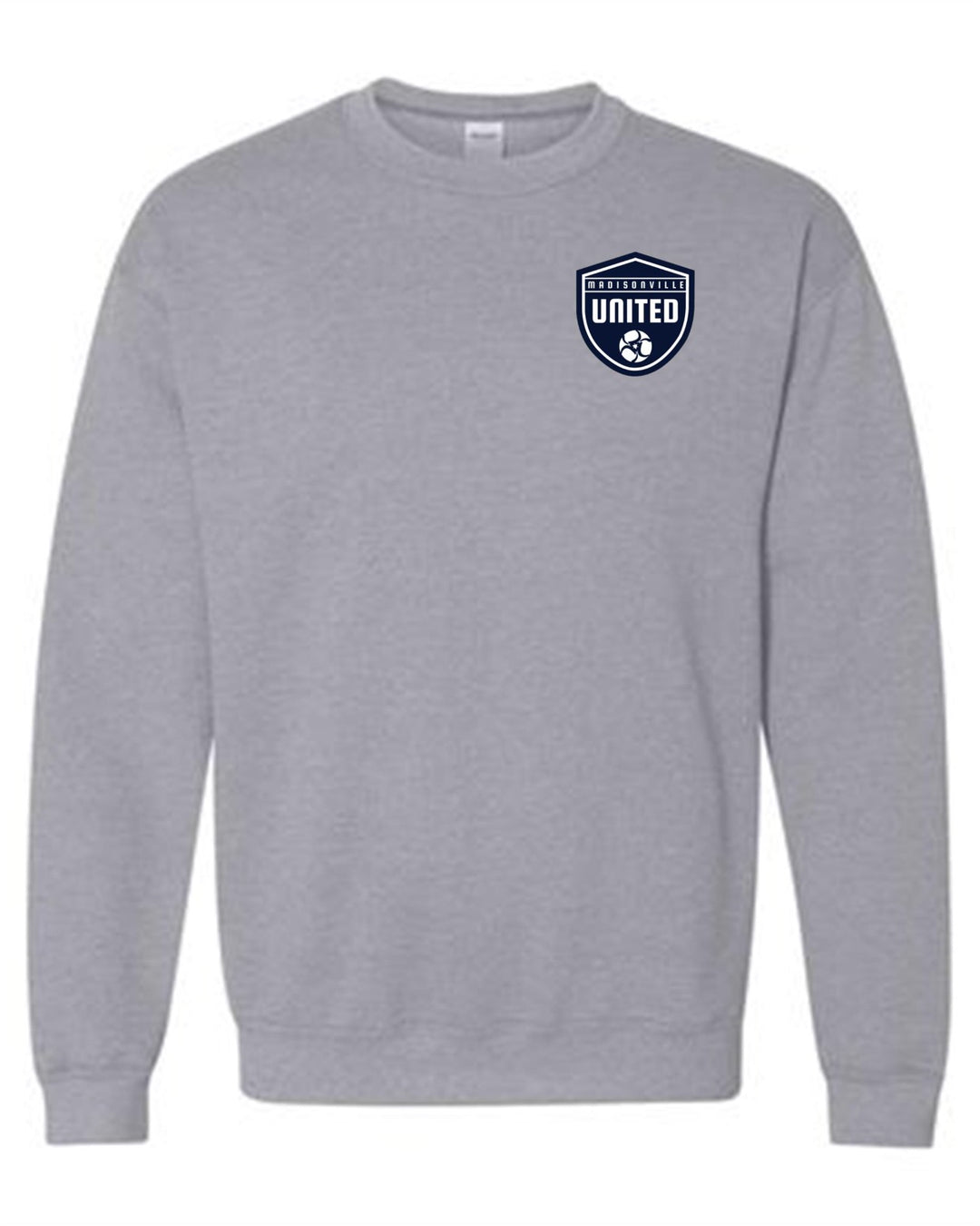 Madisonville United Shield Crew Neck Sweatshirt Madisonville United Spiritwear Sport Grey Mens Small - Third Coast Soccer