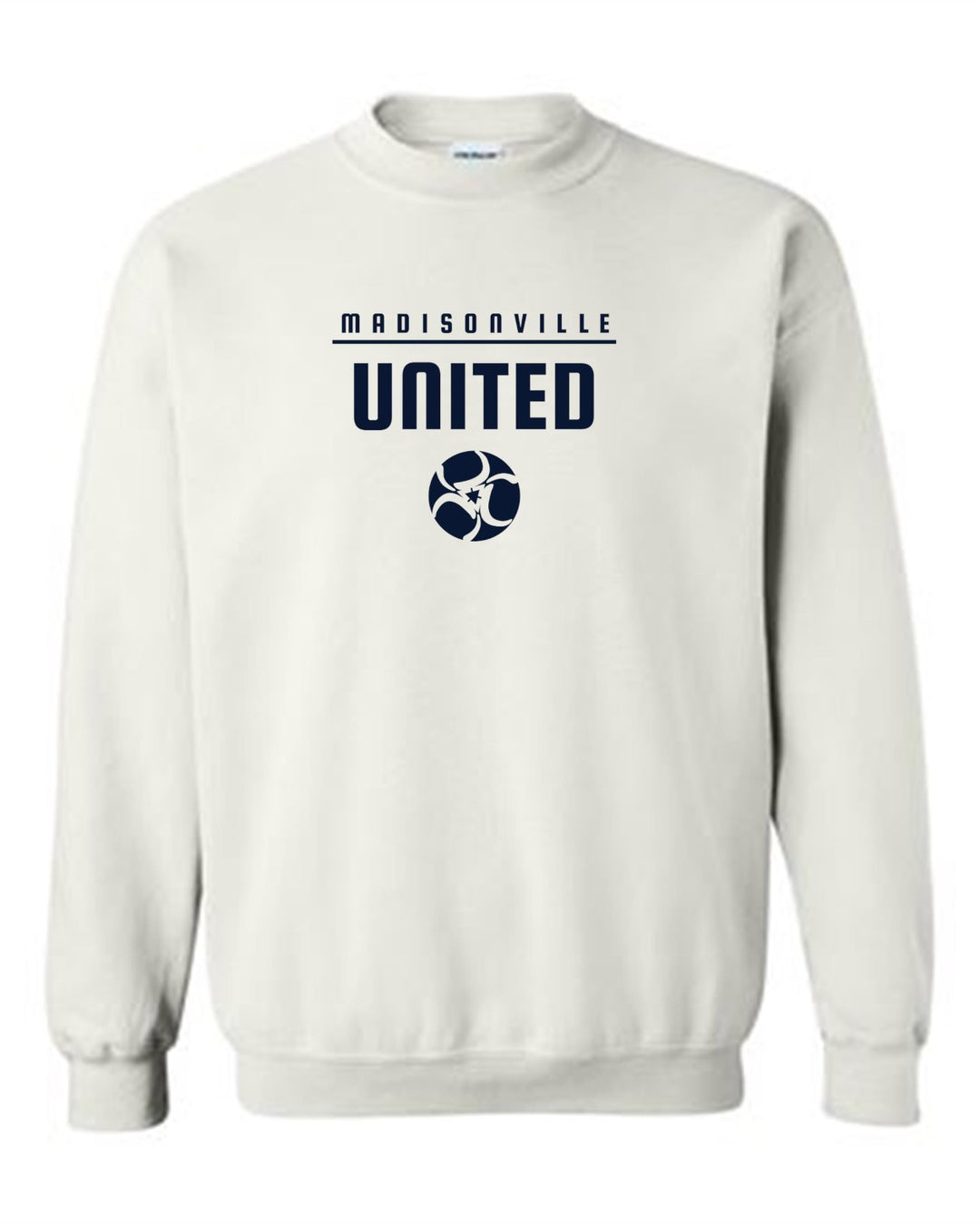 Madisonville United Crew Neck Sweatshirt Madisonville United Spiritwear White Mens Small - Third Coast Soccer