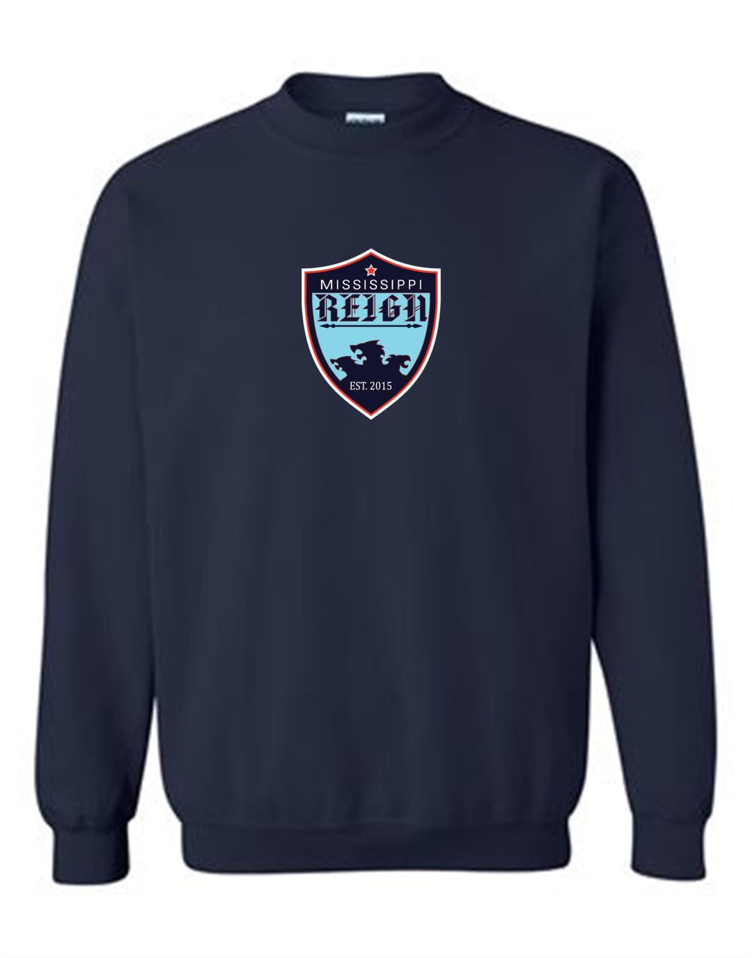 Mississippi Reign Logo Crewneck Sweatshirt MS Reign Navy Youth Small - Third Coast Soccer