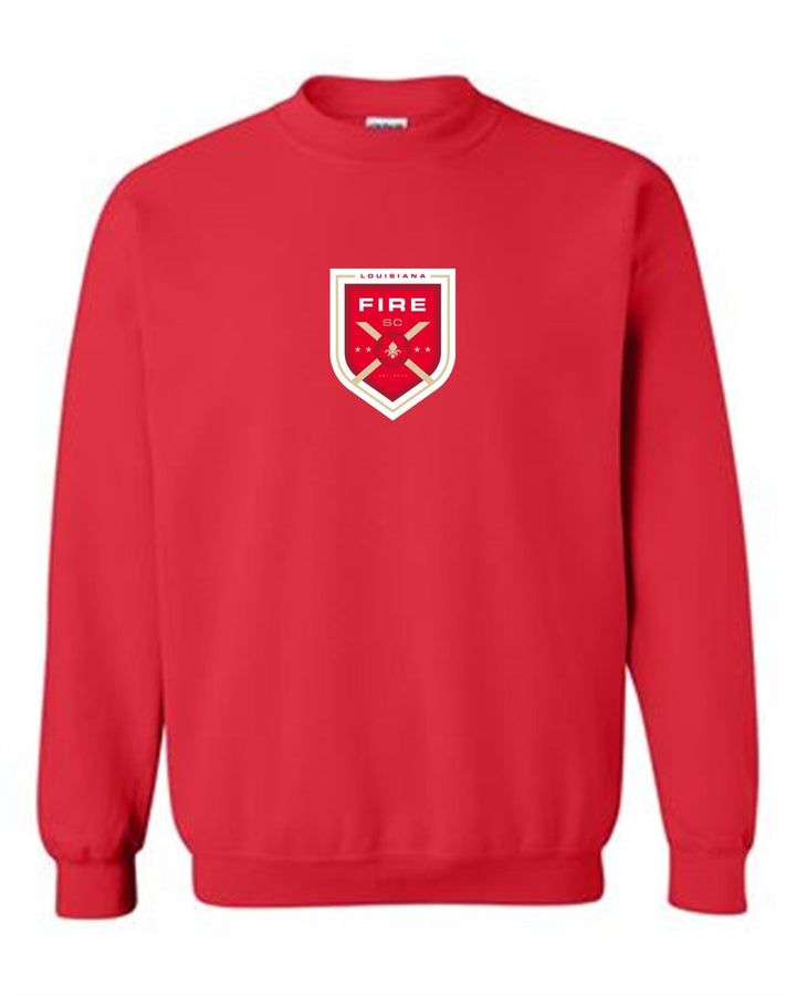 Louisiana Fire Crew Neck Sweatshirt Louisiana Fire SC Spiritwear Red Youth Small - Third Coast Soccer