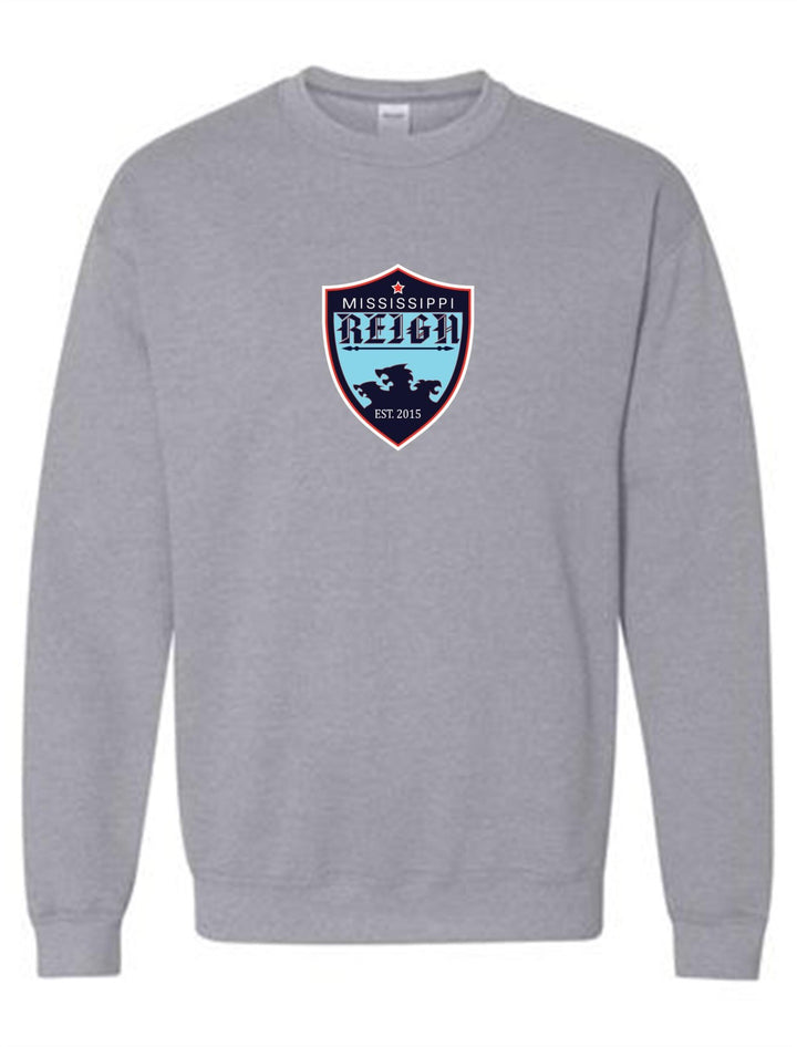 Mississippi Reign Logo Crewneck Sweatshirt MS Reign Sport Grey Youth Small - Third Coast Soccer