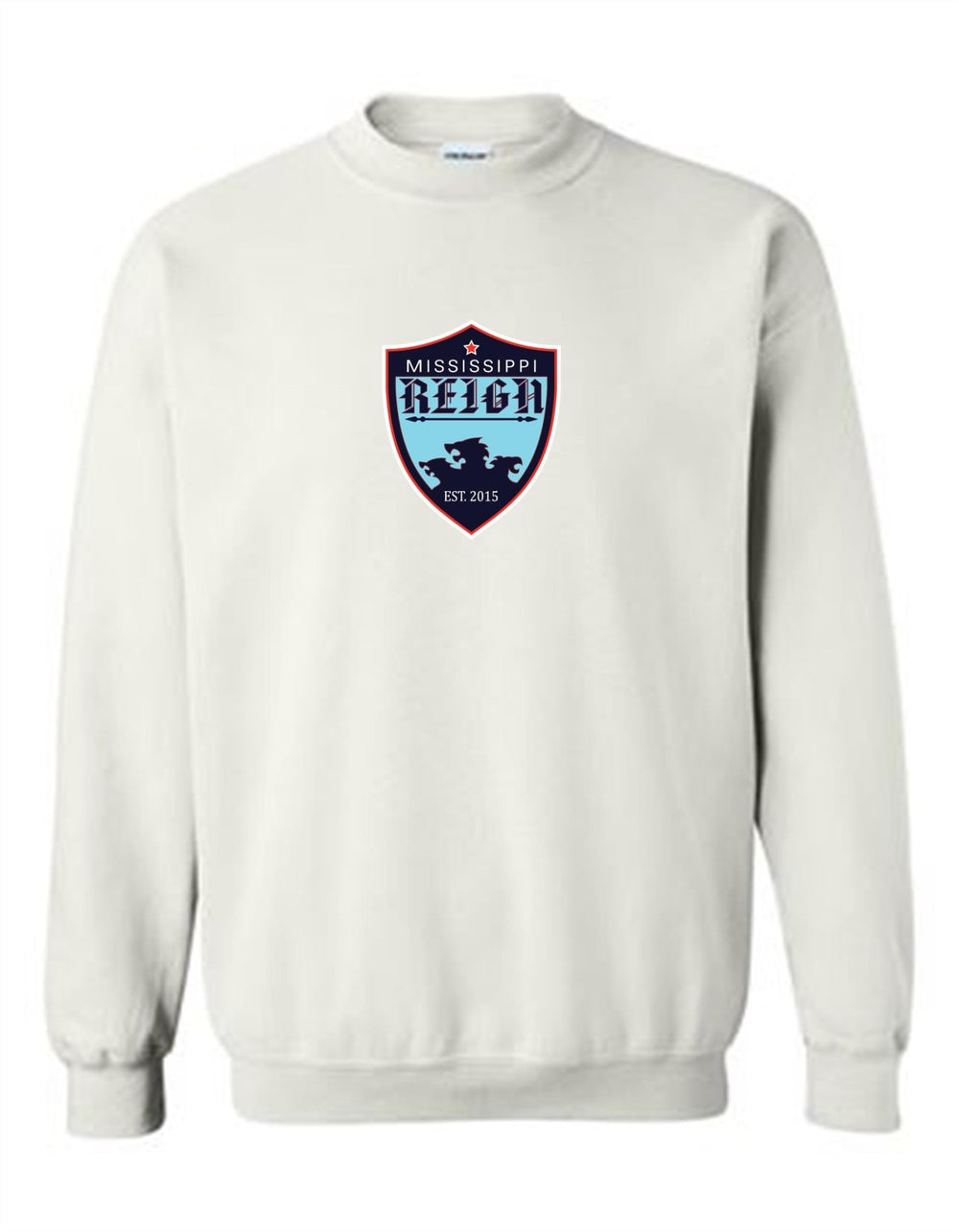 Mississippi Reign Logo Crewneck Sweatshirt MS Reign White Youth Small - Third Coast Soccer