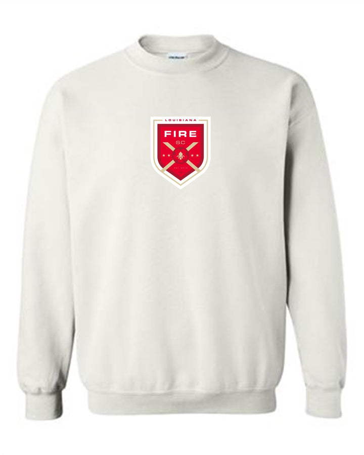 Louisiana Fire Crew Neck Sweatshirt Louisiana Fire SC Spiritwear White Youth Small - Third Coast Soccer